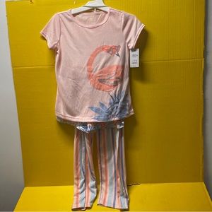 Carters 3 piece pajama set, girls size 10 new with tags. Flamingo/pink/stripes